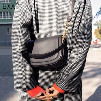 

[BXX] Solid Color PU Leather Saddle Bags For Women 2020 Fashion Crossbody Shoulder Messenger Bag Female Travel Handbags HL285