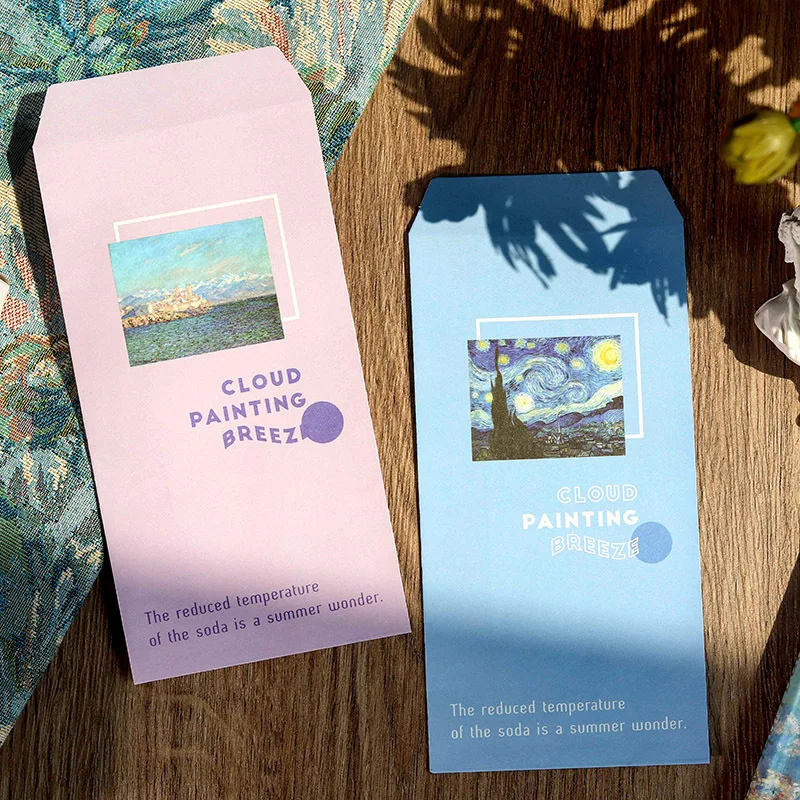 Set of 9 Artistic Oil Painting Series Envelopes - Van Gogh & Monet Inspired Stationery Supplies