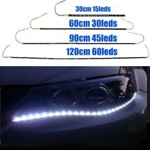 Светодиодный полосы 12v 3528smd 120/90/60/30 см холодный белый водонепроницаемый, красные, зеленые, синие, желтые светодиодный светильник полосы для салона автомобиля мотоцикла