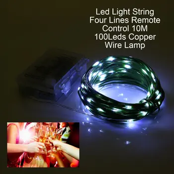 

10M 100 LEDs 12 Modes LED Copper Wire White Light String Lighting 4 Lines Remote Control Light String for Home Party Decor Sale