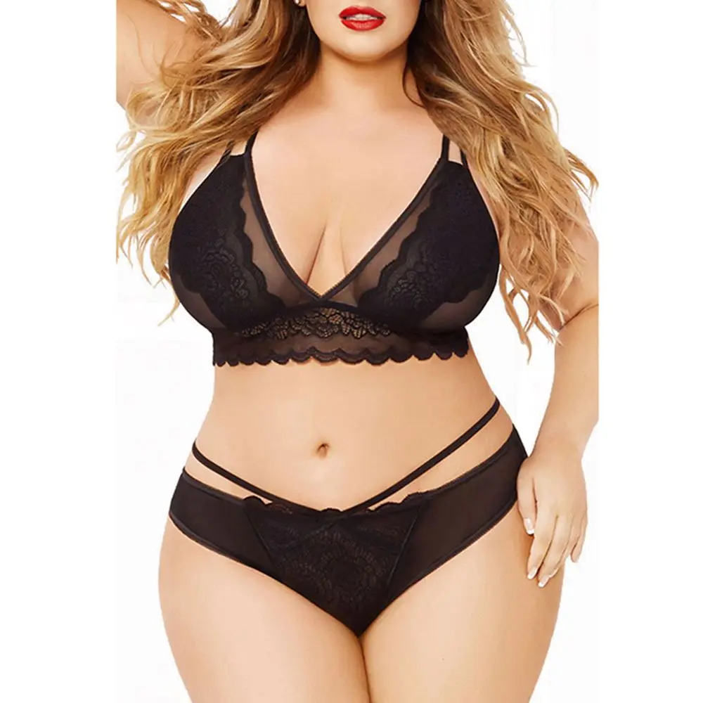 5XL Женский комплект нижнего белья большого размера, сексуальный кружевной комплект с бюстгальтером, Модный женский кружевной бюстгальтер размера плюс с трусиками, комплект нижнего белья