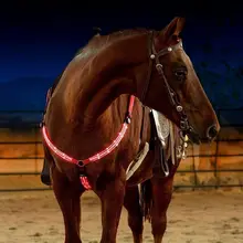 Diodo emissor de luz do chicote de fios de cavalo peitoral correia de nauilon noite visinivel equitacha paardensport