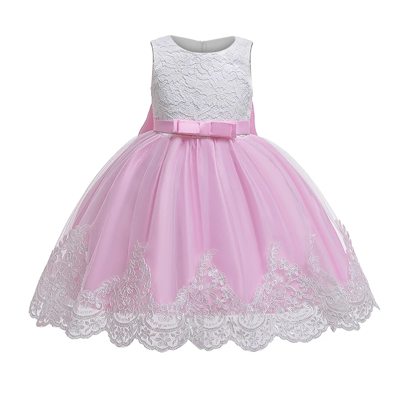 

Mesh Flower Kids Dresses for Girls Bow Lace Perform Stage Princess Dress Cute Trend Four Seasons Children Baby Clothes 0-1Y