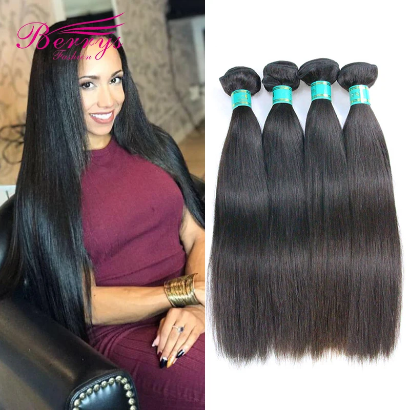Human Hair Bundles Berrys Fashion 8-30inch Straight Hair Bundles Brazilian 4 Bundles Deal Hair Weave 100% Human Natural Color