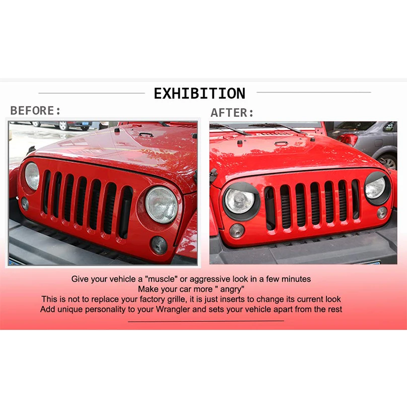 2 шт. черные фары переднего света Angry Bird стиль Накладка для Jeep Wrangler JK JKU Rubicon Sahara 2007