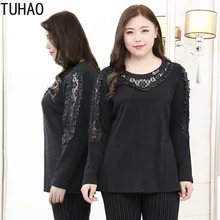 TUHAO, большой размер, 10XL, 8XL, 6XL, вязаный свитер, женская одежда, женский свитер, Осень-зима, черная рубашка размера плюс, одежда WM26