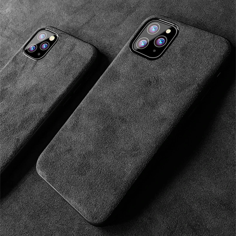 

Case For iPhone 11 Pro max 7 8 plus X Italian Suede like fabric Back Cover Downy premium protection to luxury Smartphone Shell