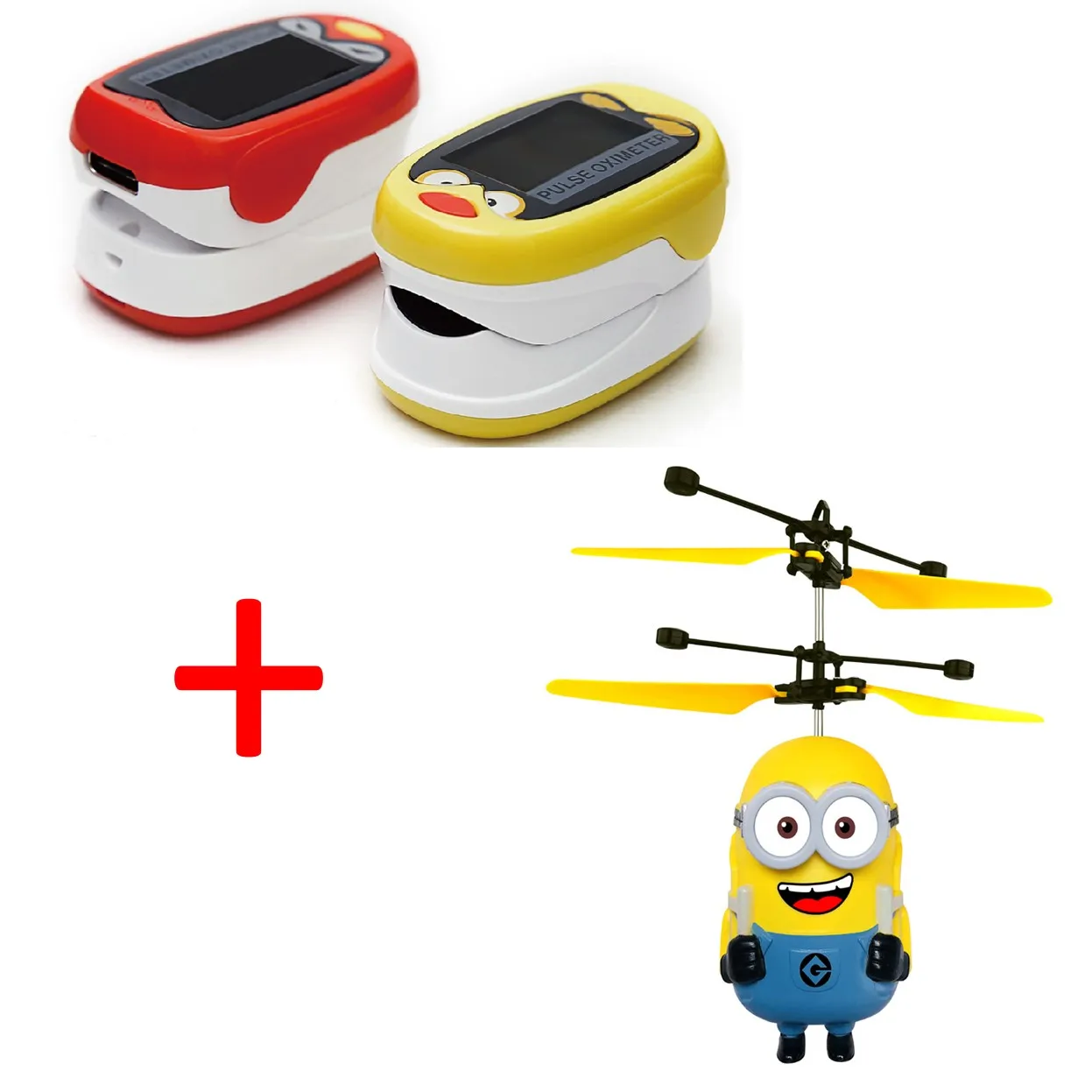

2pcs Pediatric Oxygen Saturation Monitor for Kids Babies Lithium Battery USB Rechargeable with Matching toy Induction aircraft