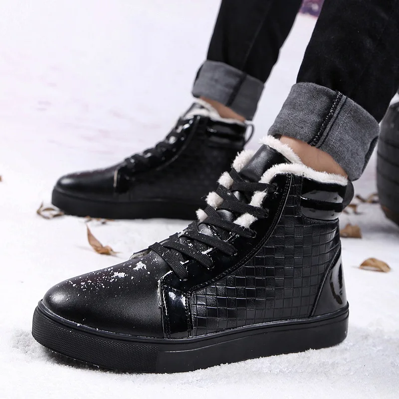

Autumn 2019 New Style MEN'S SHOES plus Velvet Warm High-top Board Shoe Casual Shoes Students Cotton-padded Shoes England White S