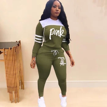 

UIDEAZONE Letter Print Patchwork Women Two Piece Set Hoodie Pants Suits Tracksuit Skinny Ladies Outfits Sportswear Streetwear