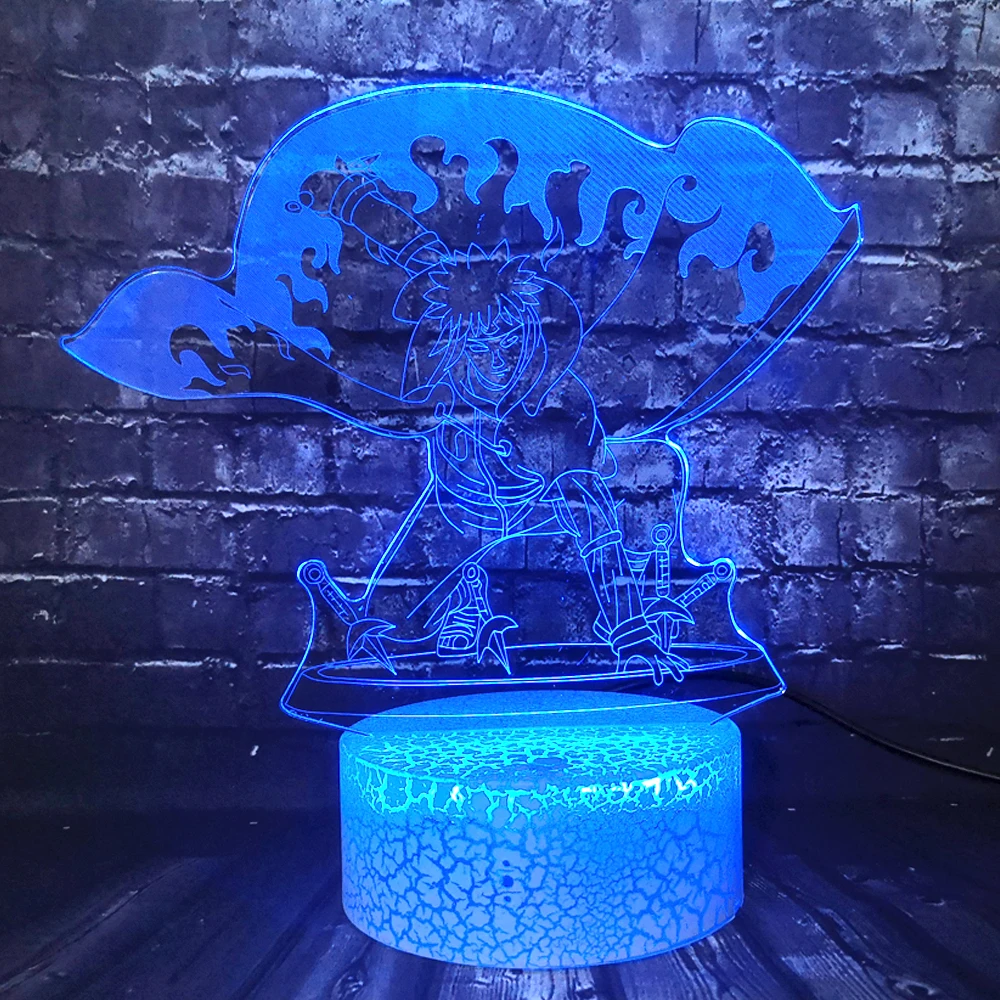 Модная мультяшная 3D визуальная трещины лампа Наруто тема рисунок Namikaze Minato светодиодный Безопасный детский умный сенсорный сменный ночной Светильник вечерние подарки