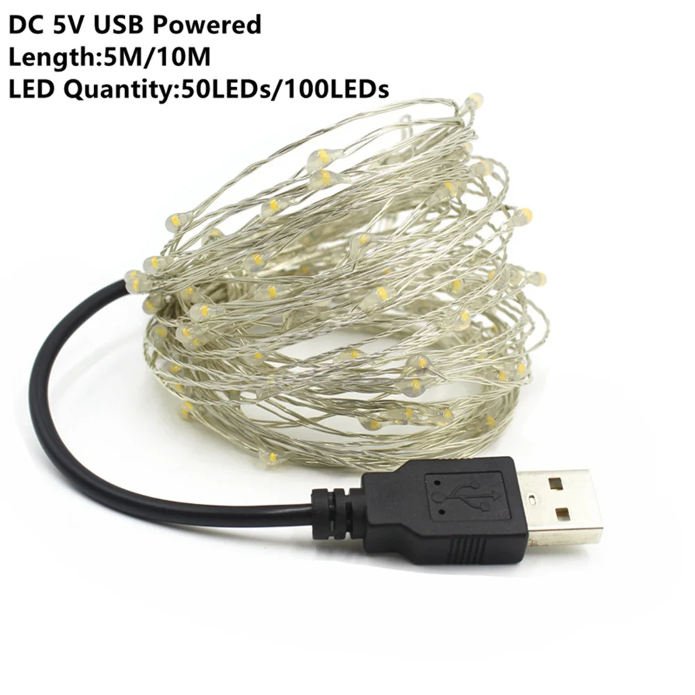 5 м 10 м 20 м DC5V с питанием от USB светодиодный гирлянда Рождественские фонари ночная лампа для гирлянды рождественские праздничные украшения для свадебной вечеринки