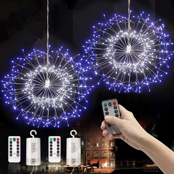 

Christmas Decorations for Home Led Fireworks String Lights Outdoor Waterproof Remote Control Wedding Xmas New Year Fairy Lamp