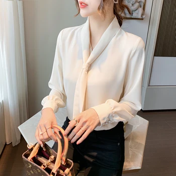 

COIGARSAM Chiffon blouse women New Spring blusas womens tops and blouses Meters Apricot 893
