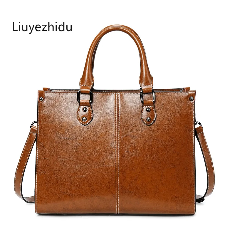 

Genuine Leather Women Totes Luxury Handbags Double Zipper Design Ladies Shoulder Bags Designer Real Cowhide Handbag Sac A Main