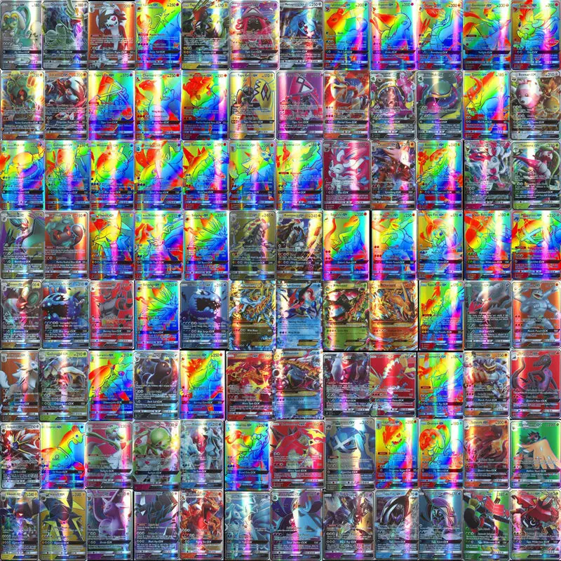 100 шт 95GX 5 мега 300-20 шт gx не повторяющиеся блестящие карты игры битва карт торговля дети Покемон карты игрушки