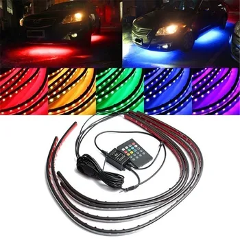 

Waterproof RGB Car Auto LED Strip Under Tube Underglow Underbody System Neon Light Lamp Kit 12V w/ Remote Control Strip Light