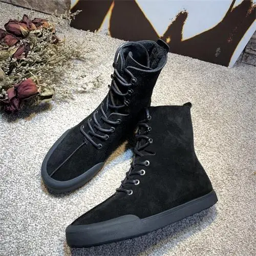 leather inside Зимние ботильоны; женская обувь на плоской подошве; Botas Mujer; Роскошная Обувь На Шнуровке; женская кожаная обувь; sapato feminino Zapatos De Mujer - Цвет: leather inside