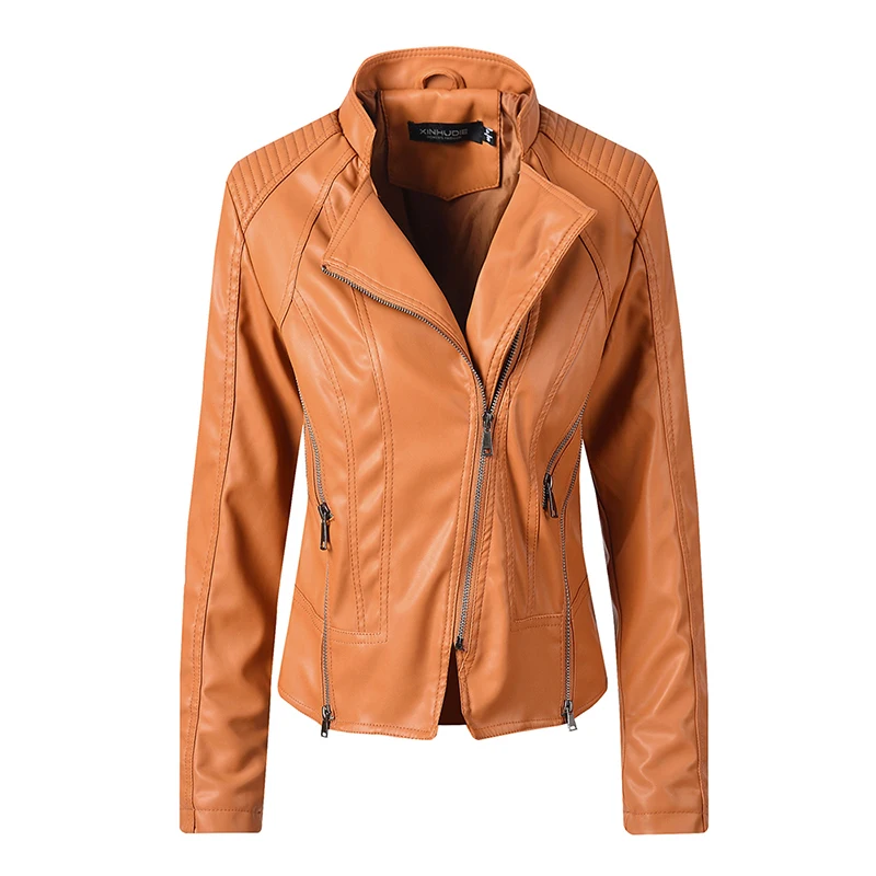 Женская куртка, Дамское пальто, мотоциклетная осенняя куртка на молнии, модная байкерская куртка
