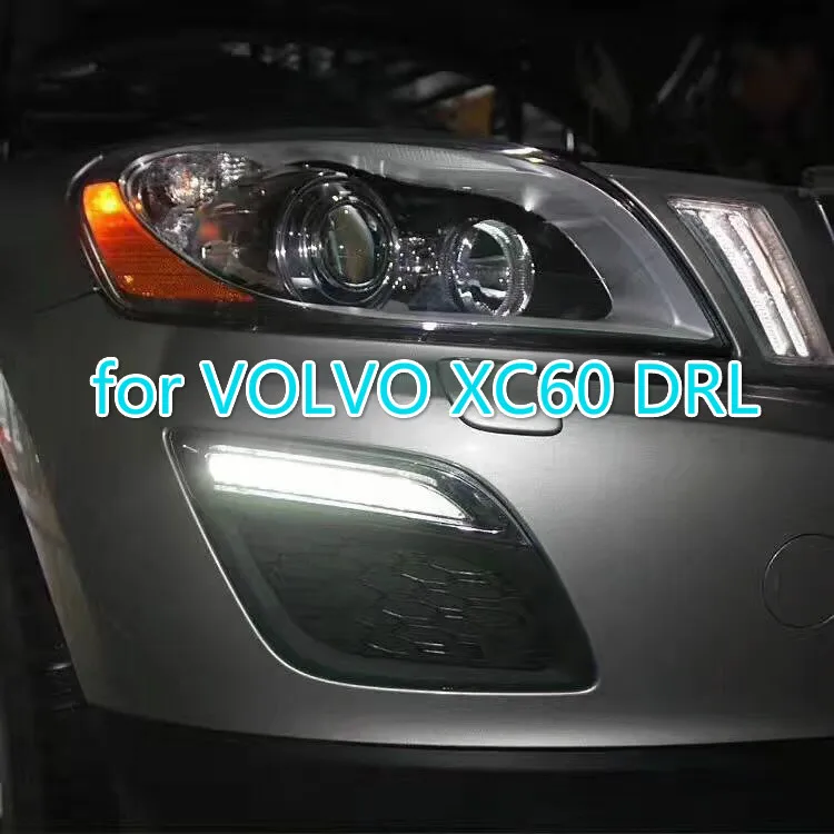 

Free shipping Waterproof 12v LED CAR DRL Daytime Running Lights fog lamp with dimming style Relay for VOLVO XC60 2011 2012 2013