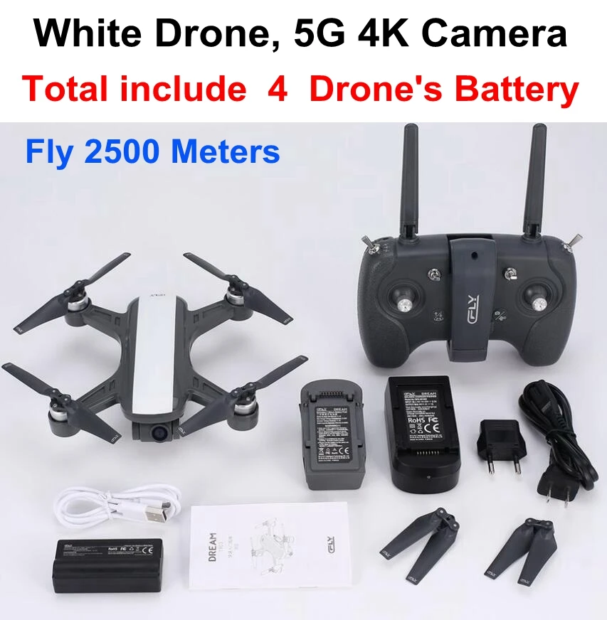 Дрон CFLY Dream gps RC бесщеточный мотор 5G Wifi FPV 4K Pixel HD камера режим следования за мной круг Летающий оптический поток V f11pro b4w Дрон - Цвет: w dream 2500m 4b