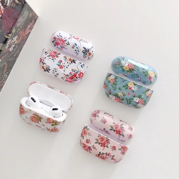 

Flowers Printing Earphone Case For Apple Airpods pro Case Cute Vintage Rose Floral Cover For AirPods Pro Protector Hard pc Shell