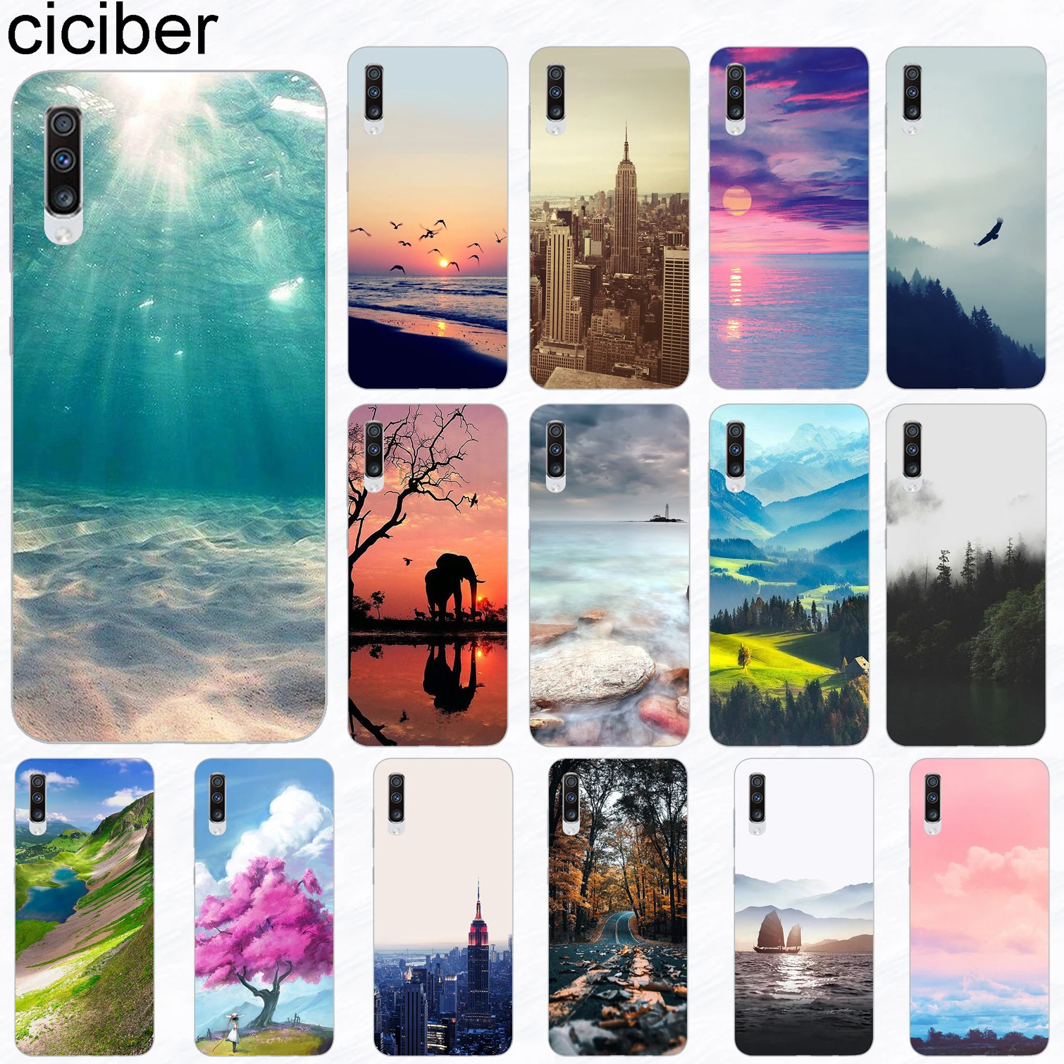 

ciciber Phone Case for Samsung Galaxy A50 A70 A80 A40 A30 A20 A60 A10 A20e Soft Silicone TPU Landscape Painting Cover Funda Capa