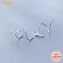 Trustdavis 925 пробы серебряные женские ювелирные изделия CZ камни уха кости уха пряжки кривые серьги 925 Серебро DS1423
