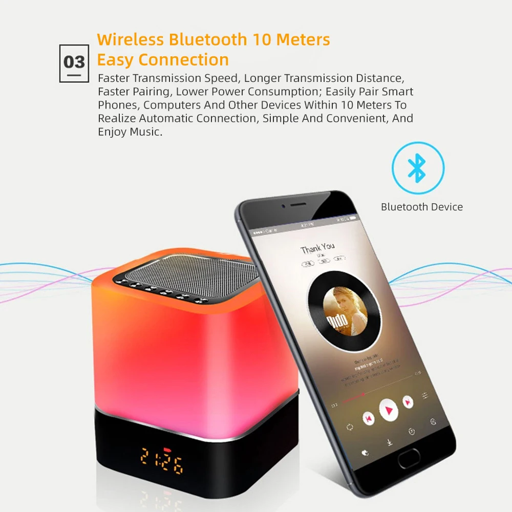 Беспроводная Настольная лампа с Bluetooth динамиком и светодиодным