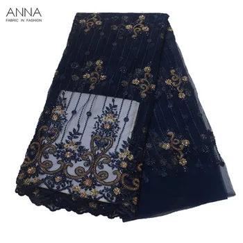 

Shiny Sequins Lace African Embroidery Lace Ladies Beaded Lace Dress Fabric French Tulle Lace Stylish Net Lace 5 Yards/Piece