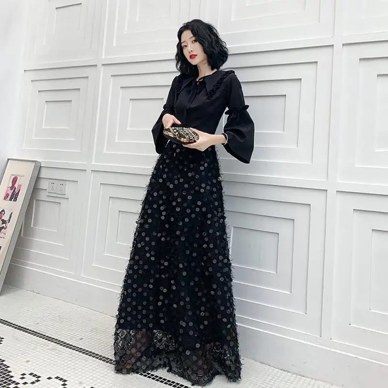 Элегантное Длинное Вечернее Платье, Qipao, сексуальное, черное, с высоким разрезом, Русалка, Cheongsam, изысканное, с рукавом-бабочкой, тонкое, Robe De Soiree - Цвет: Style 4