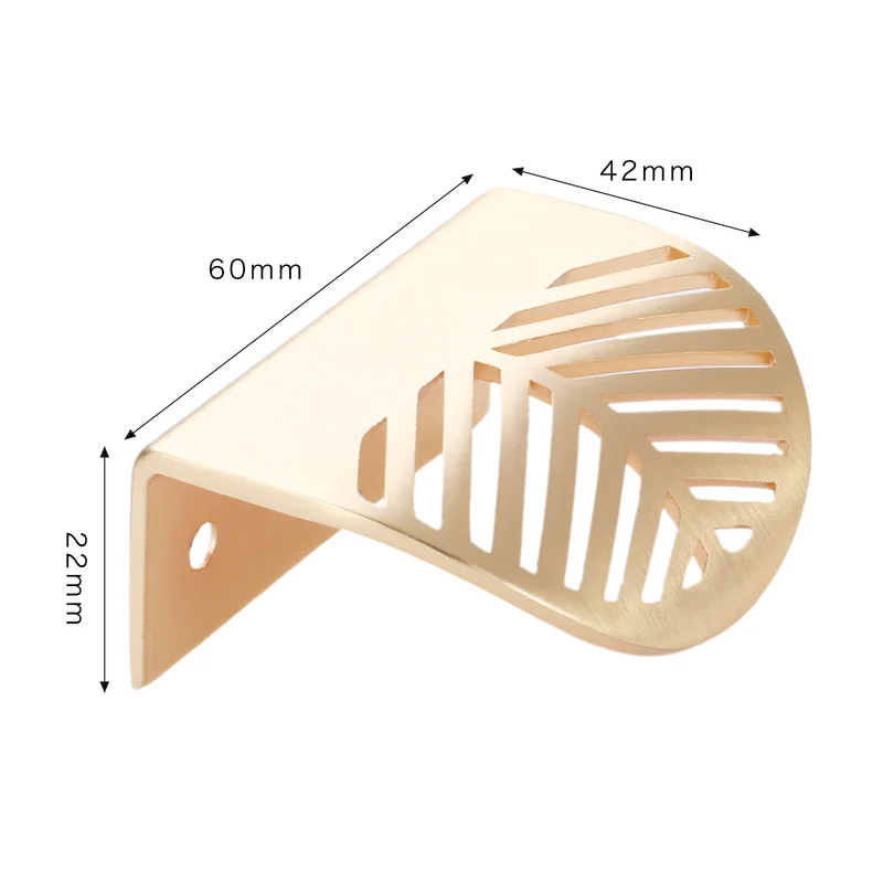 잎 모양의 금 기모 중공 손잡이, 가구, 캐비닛, 나뭇잎 손잡이, 아연 합금, 40mm/96mm, 황금, 찬장 서랍, 나사 포함