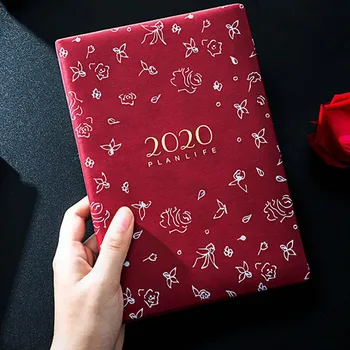 

2020 Red Fashion Personality Creative Literary Exquisite Schedule Notebook Leather Note Pads Stationery Pocketbook