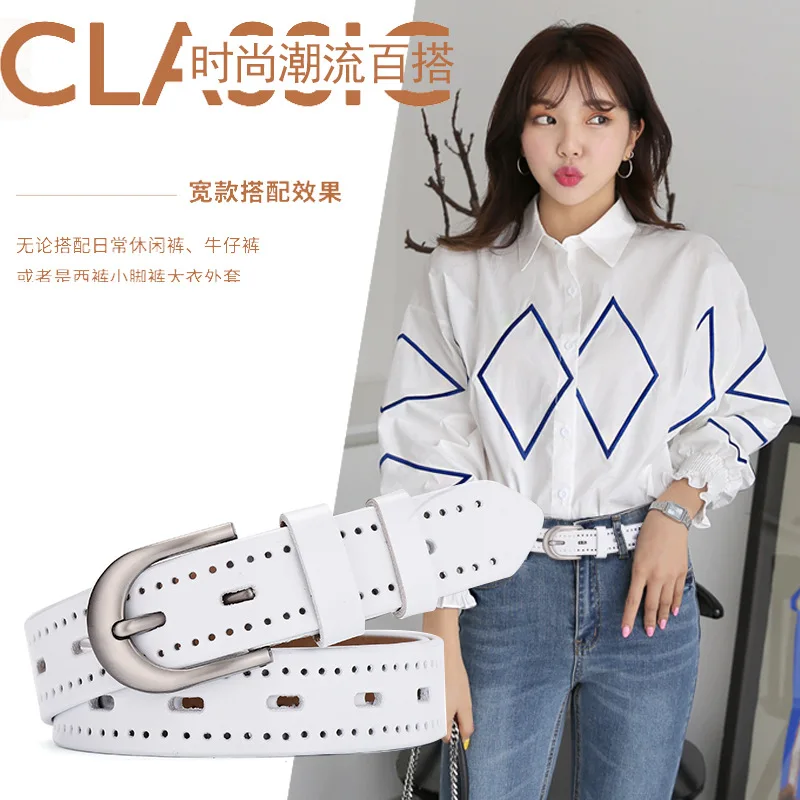 

1 Genuine Leather Hollow out WOMEN'S Waistband Korean-style Simple Versatile New Style Belt-Style Decoration Jeans WOMEN'S Belt