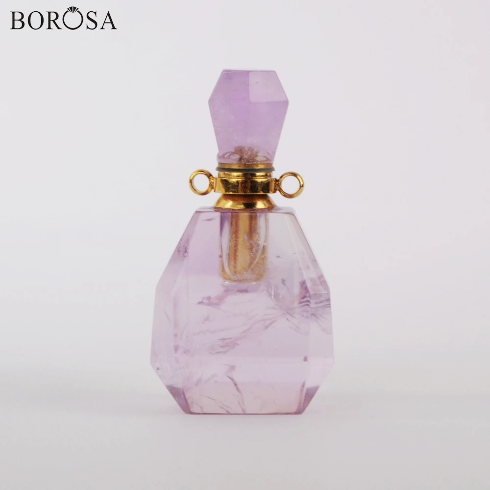 BOROSA 3 шт золотые аметисты белый кварцевый парфюм Адаптер для установки на бутылку мульти-вид натуральный камень флакон для духов для ожерелья WX1196
