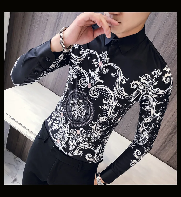 Новая Черная футболка Для мужчин Slim Fit с длинными рукавами Camisa Masculina Chemise Мужская, для общественных мест Для мужчин клуб нарядная рубашка брендовые рубашки для смокинга