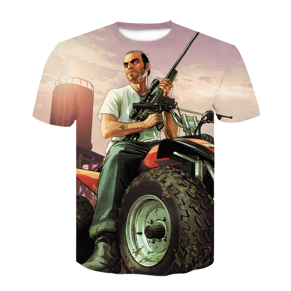 Футболка Grand Theft Auto Game GTA 5 с мультипликационным принтом для мужчин и женщин