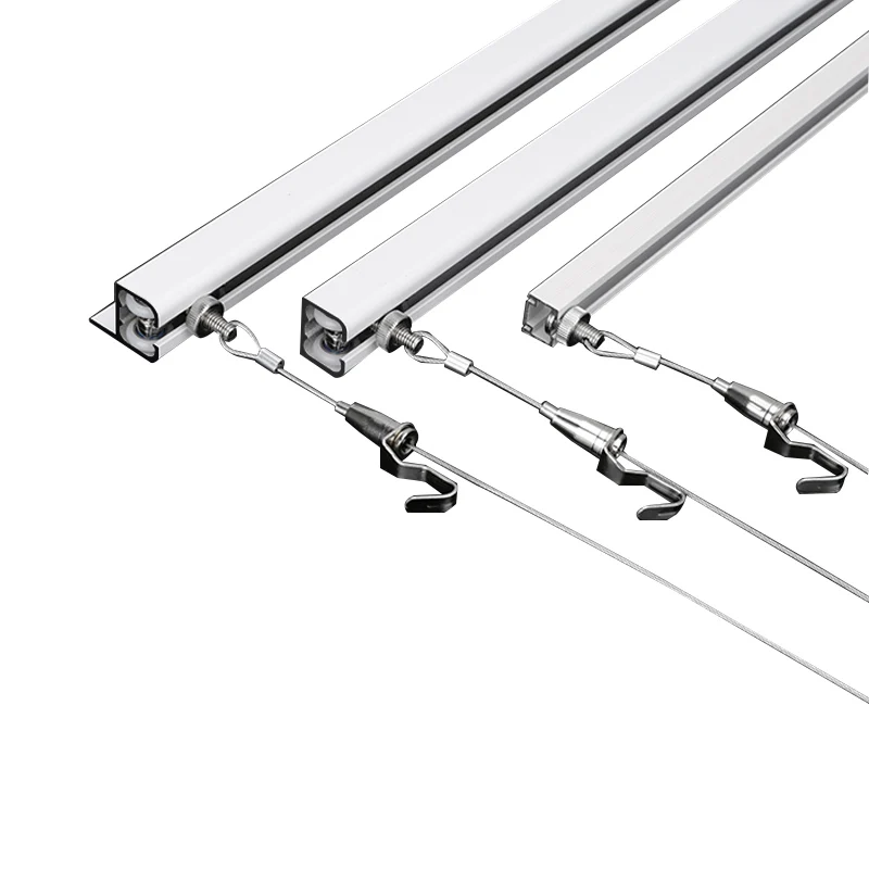 (Pack/2sets) 1 M Long U shape Aluminum Alloy Track Railway with Rope Hook for Wire Cable Displays,Shop Fittings ,Shelving