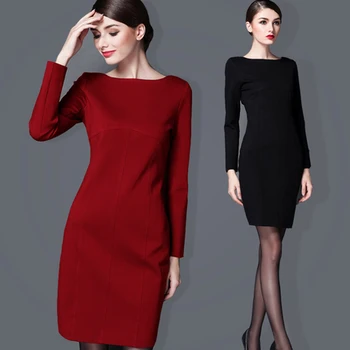 

KMETRAM Vintage Spring Autumn Dress Women Knitted Office Black Women Dress Elegant Ladies Dresses Vestidos Bodycon Dress 6688