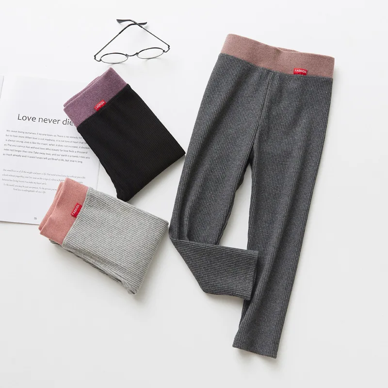 

2019 Fall Girls Leggings Cotton Knitted Stripe Pants Children's Clothes for Girls Kid Wear Trousers
