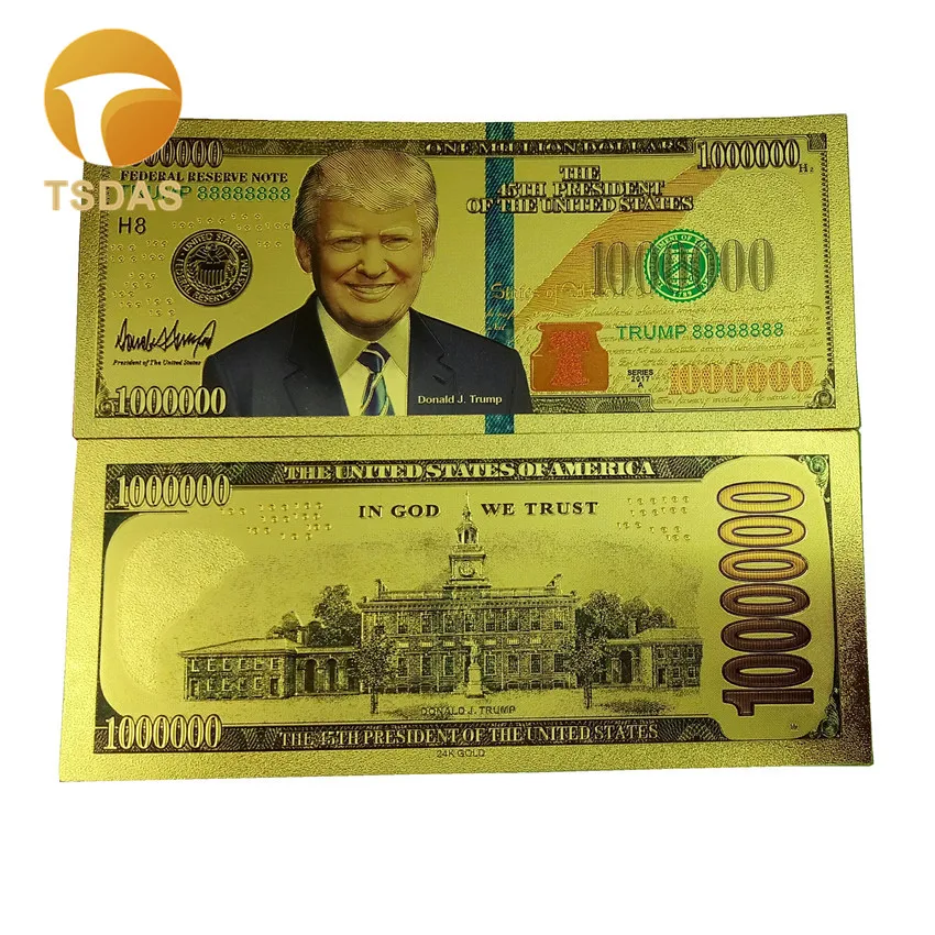 US Donald Trump Commemorative Coin Plastic Gold Foil Dollar President Banknote