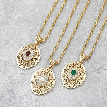 

Sunspicems Long Pendant Necklace for Women Gold Color Moroccan Caftan Charm Sweater Chain African Ethnic Wedding Jewelry Gift