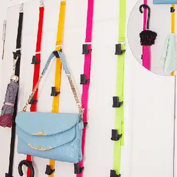 

Adjustable Vertical Storage Hanging Strip Nail-free High Strength Door Back Scarf Hat Hook Hanger Storage Rack Organizer