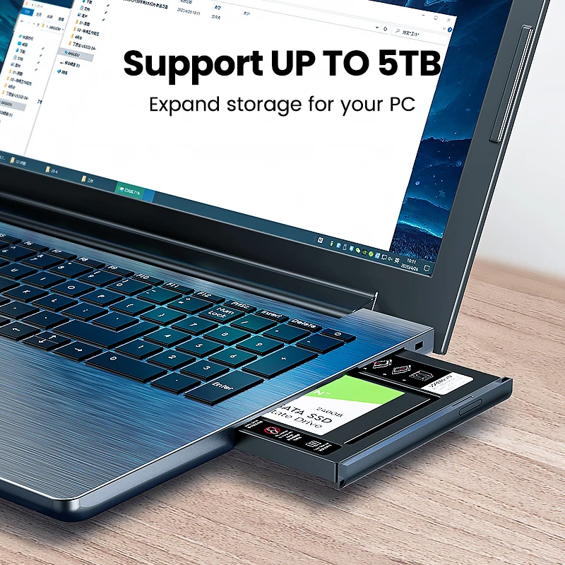 UGREEN HDD Caddy 9.5mm Universal SATA 3.0 for 2.5" 5TB SSD Case Hard Disk Enclosure for Laptop DVD-ROM Optical Bay external hard drive case ssd enclosure hard drive enclosure hdd case enclosure