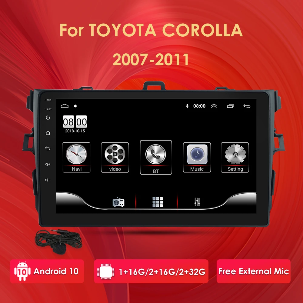 2 Din Android 10 Гб ОЗУ 32 ПЗУ Автомагнитола мультимедийный плеер для Toyota Corolla 2007 2011 2014 2016