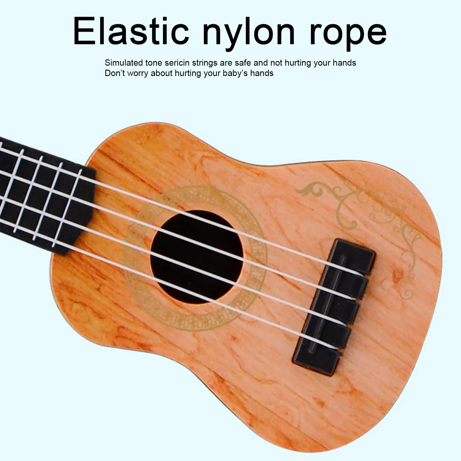 Ukulele Set Mini 4 Strings Classical Ukulele Guitar Toy Simulation Kids Children Beginner Music Enlightenment Small Guitar for Entertainment