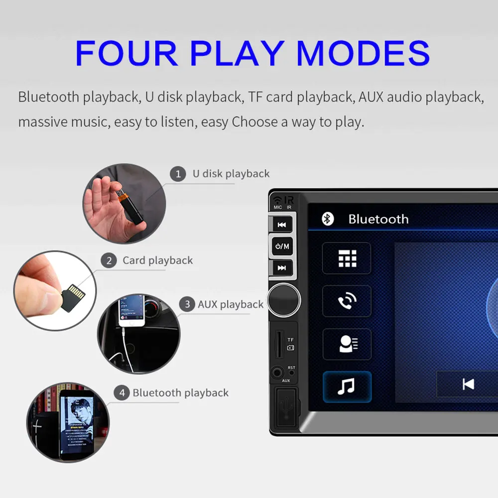 Vehemo Автомобильный Bluetooth MP5 FM/USB/AUX 7 дюймов заднего вида авто MP5 плеер Автомобильный музыкальный автомобиль MP5 TF прочный