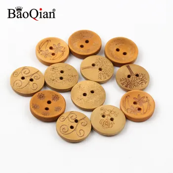 

50Pcs/lot Natural Color Wooden Buttons 20mm Wood Grain Button Sewing DIY Crafts Scrapbooking For Clothes Decor