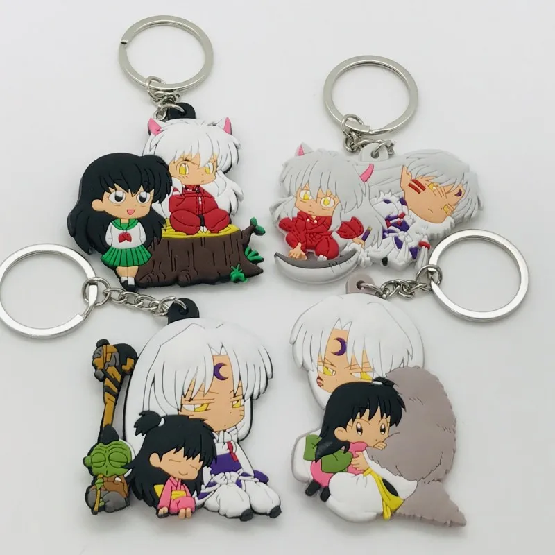 Новое поступление брелок для ключей Inuyasha ПВХ аниме Рисунок двухсторонний