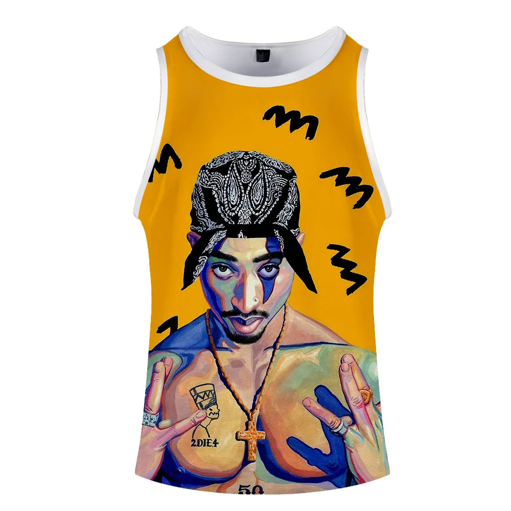 Перекрестная граница,, американский рэп певец 2PAC, ремненс сервис, 3D летний мужской женский жилет